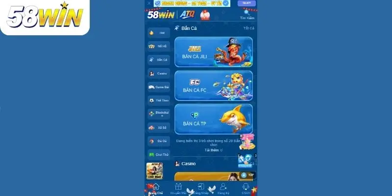 Bắn cá đổi thưởng game nổi bật tại 58win
